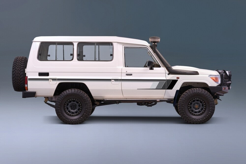 Broome body stripe kit - J78 Series Toyota Land Cruiser Troop Carrier black gradient vehicle
