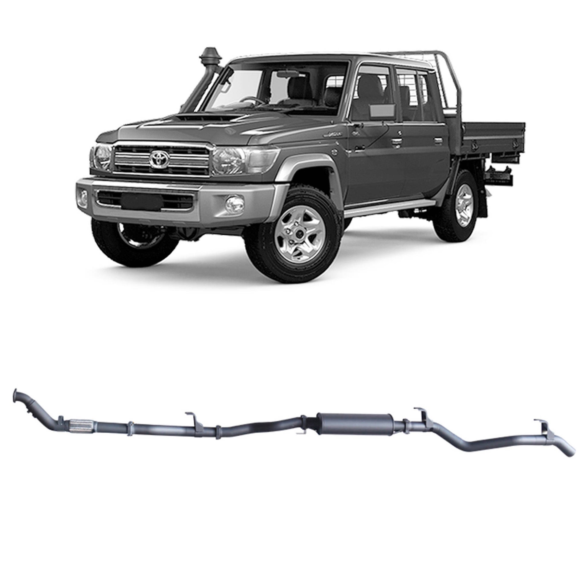 70 Series Land Cruiser Extreme Duty Exhaust - 79 Series Dual Cab (01/2012 - 10/2016)
