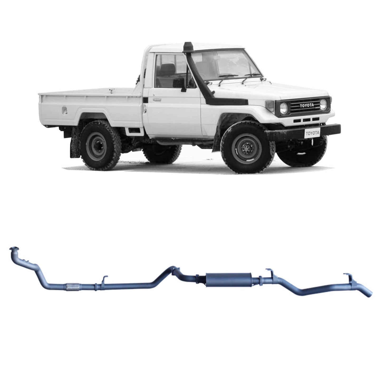 70 Series Land Cruiser Redback Extreme Duty Exhaust for Toyota Landcruiser 78 Series (01/1990 - 01/2007), Toyota Landcruiser 75 Series (03/1990 - 11/1999)