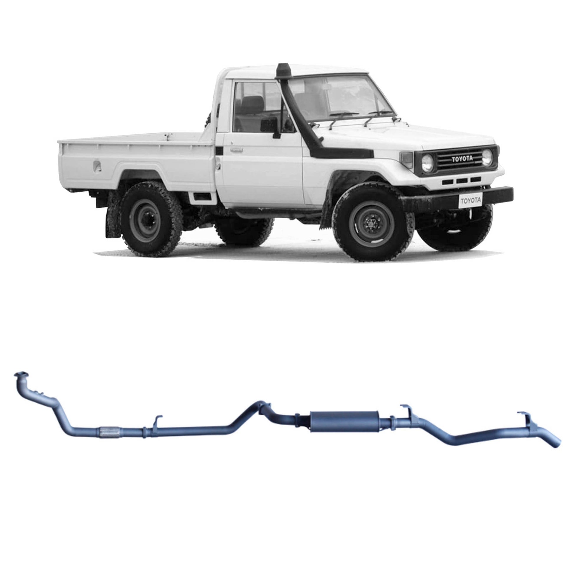 70 Series Land Cruiser Redback Extreme Duty Exhaust for Toyota Landcruiser 78 Series (01/1990 - 01/2007), Toyota Landcruiser 75 Series (03/1990 - 11/1999)