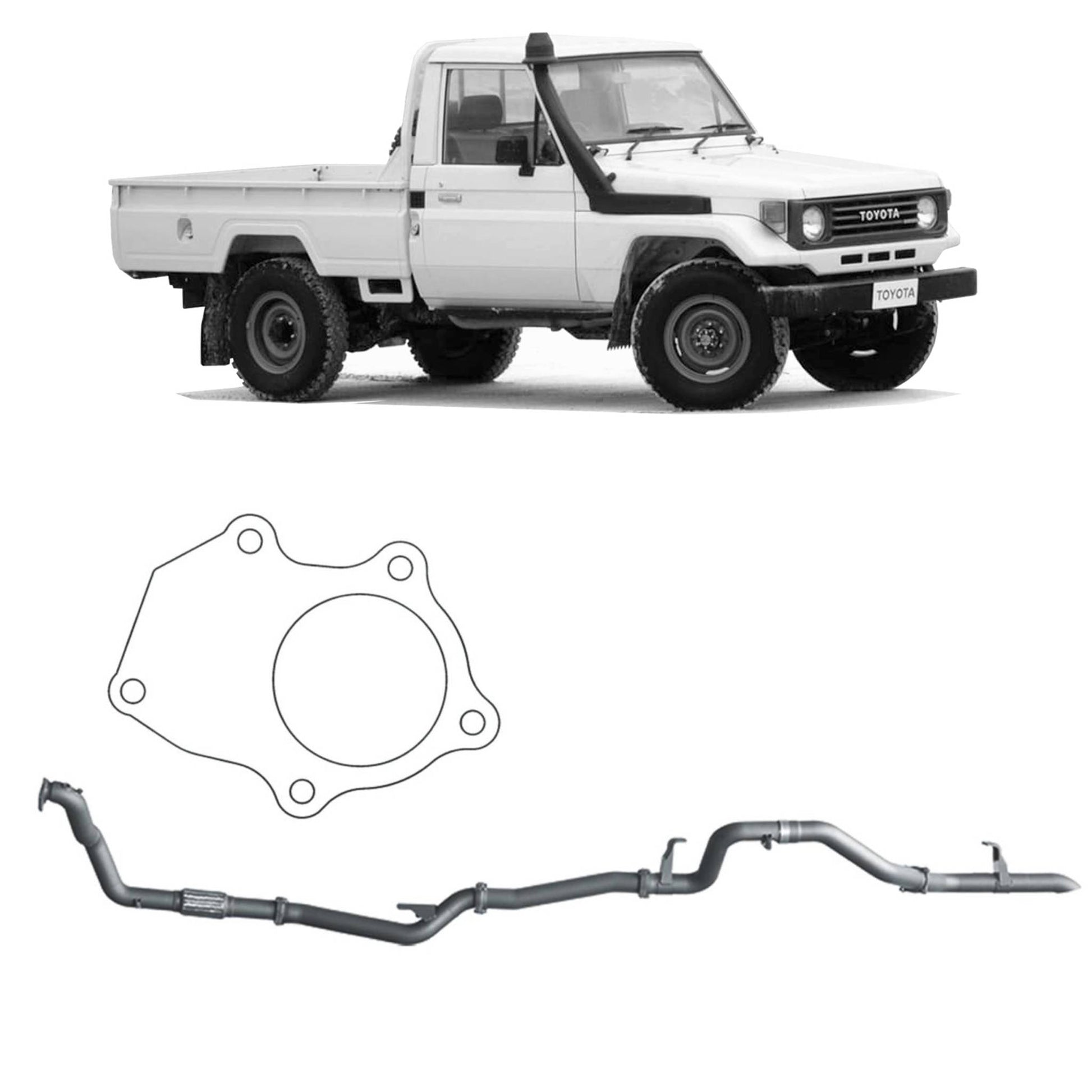 70 Series Land Cruiser Redback Extreme Duty Exhaust for Toyota Landcruiser 78 Series (01/1990 - 01/2007), Toyota Landcruiser 75 Series (03/1990 - 11/1999)