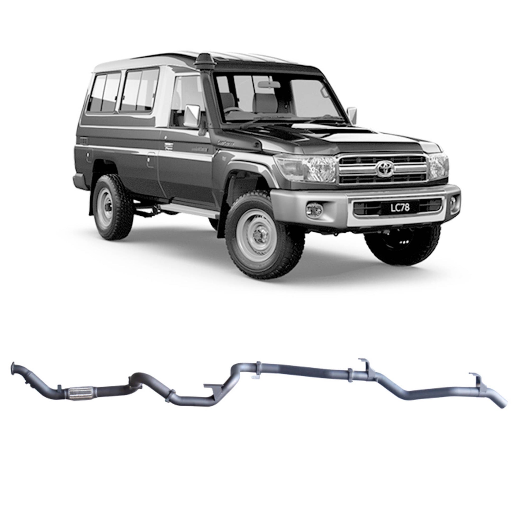 70 Series Land Cruiser Redback Extreme Duty Exhaust for Toyota Landcruiser 78 Series Troop Carrier (03/2007 - 10/2016)
