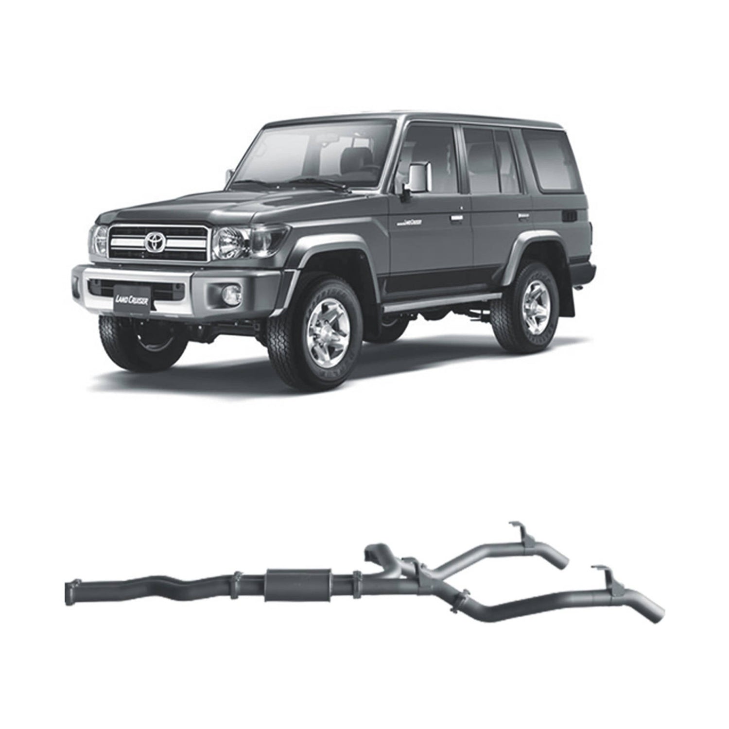 Extreme Duty 3" Twin DPF Back Exhaust for the Toyota LandCruiser 76 Series Wagon (11/2016 - On)