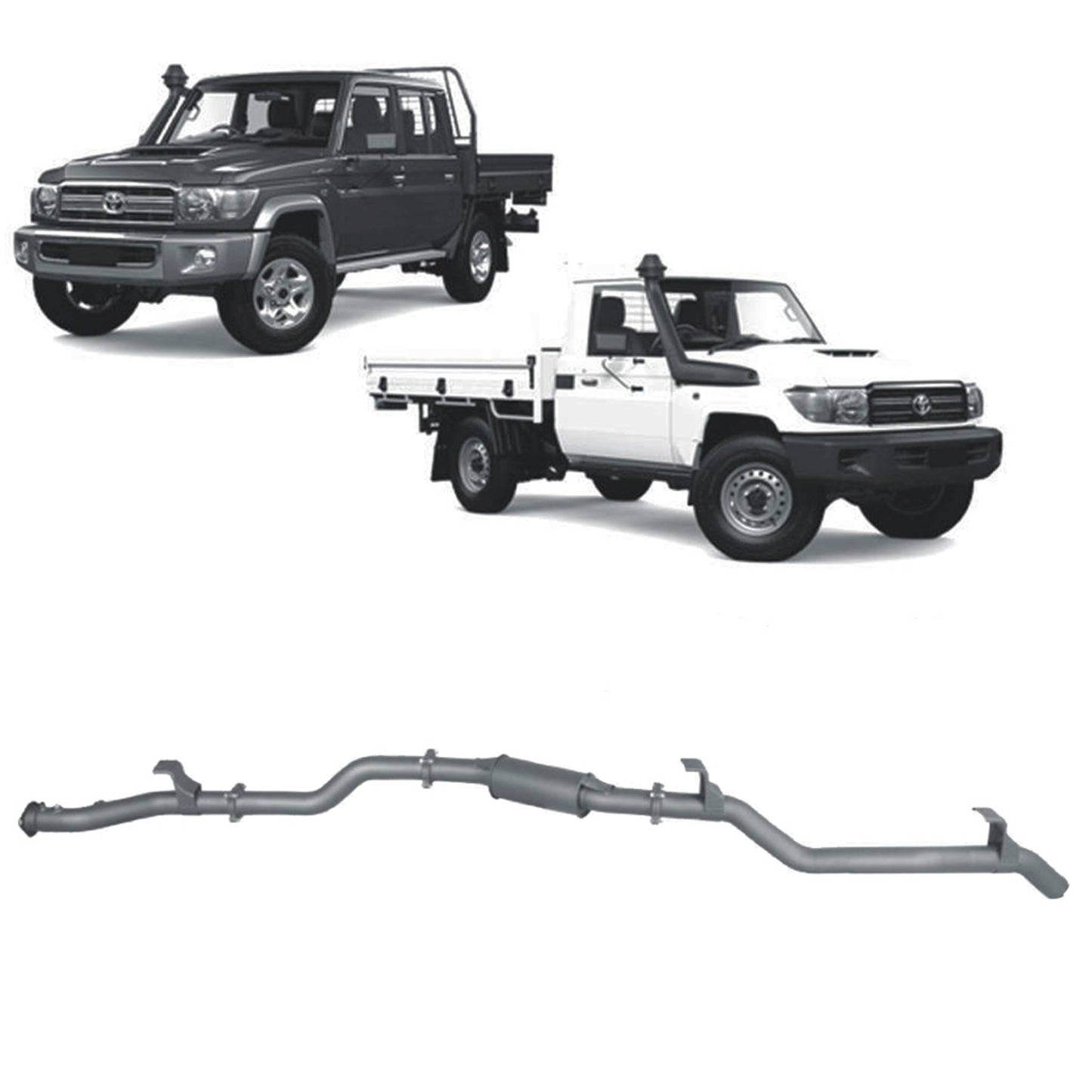 Extreme Duty 3" DPF Back Exhaust for the Toyota LandCruiser 79 Series w/ Auxiliary Fuel Tank (11/2016 - On)