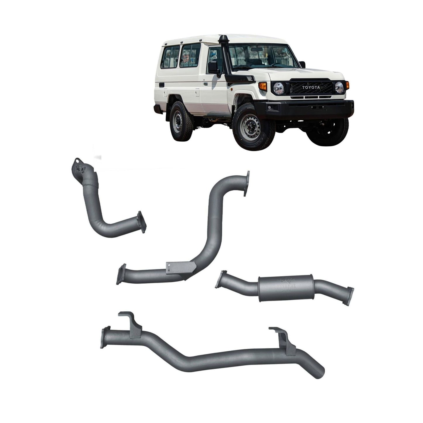 Extreme Duty 3" DPF Back Exhaust for the Toyota LandCruiser 78 Series Troop Carrier (11/2016 - On) (view 2)